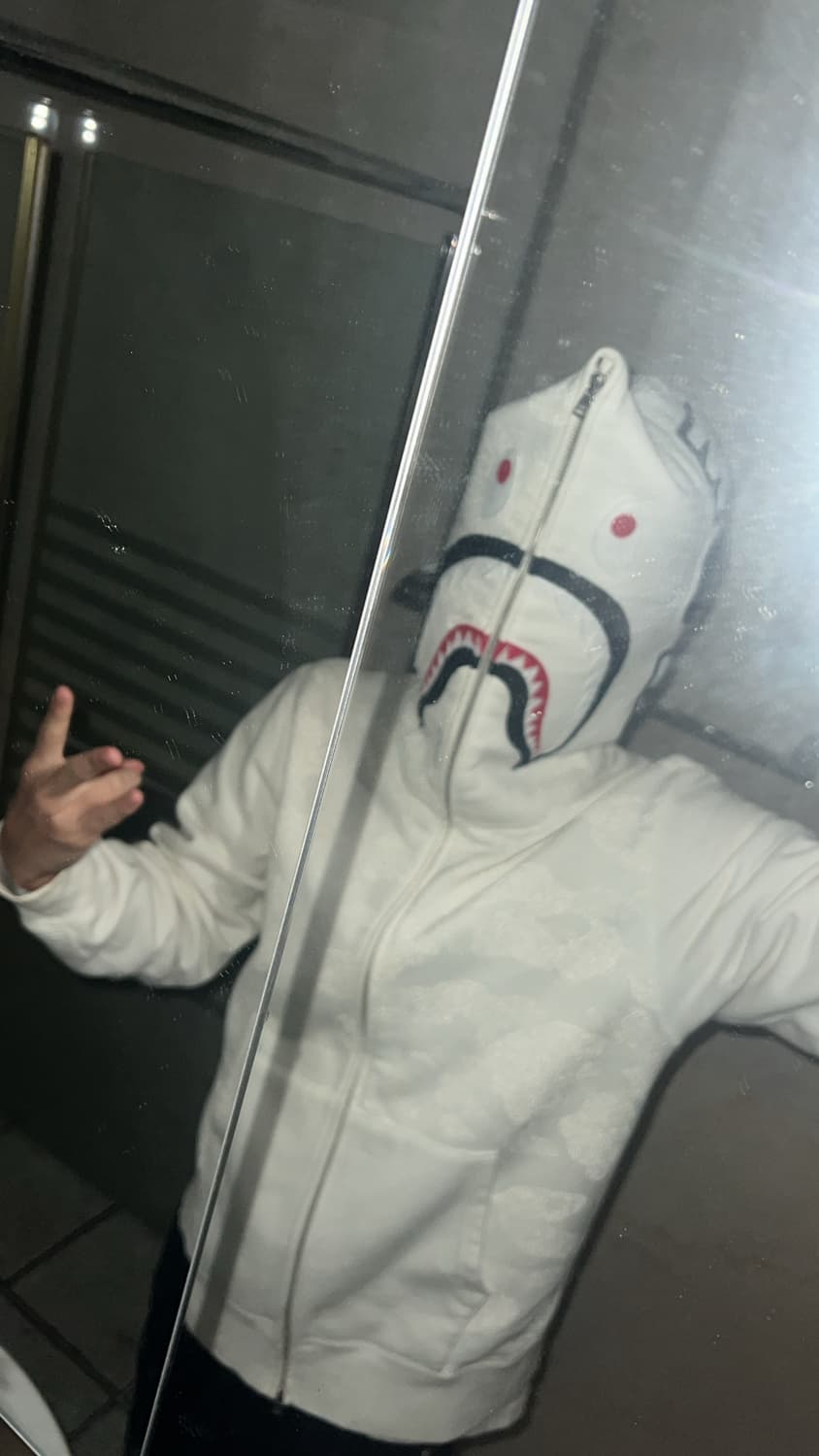 베이프 후드집업 샤크후드 화이트 L 상품이미지3