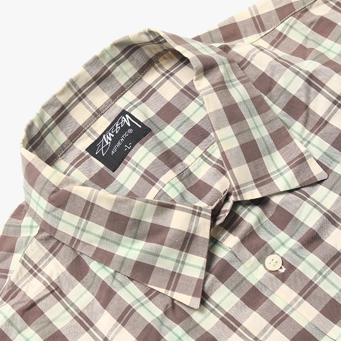  STUSSY "Beige Check Half Shirts" 상품이미지4