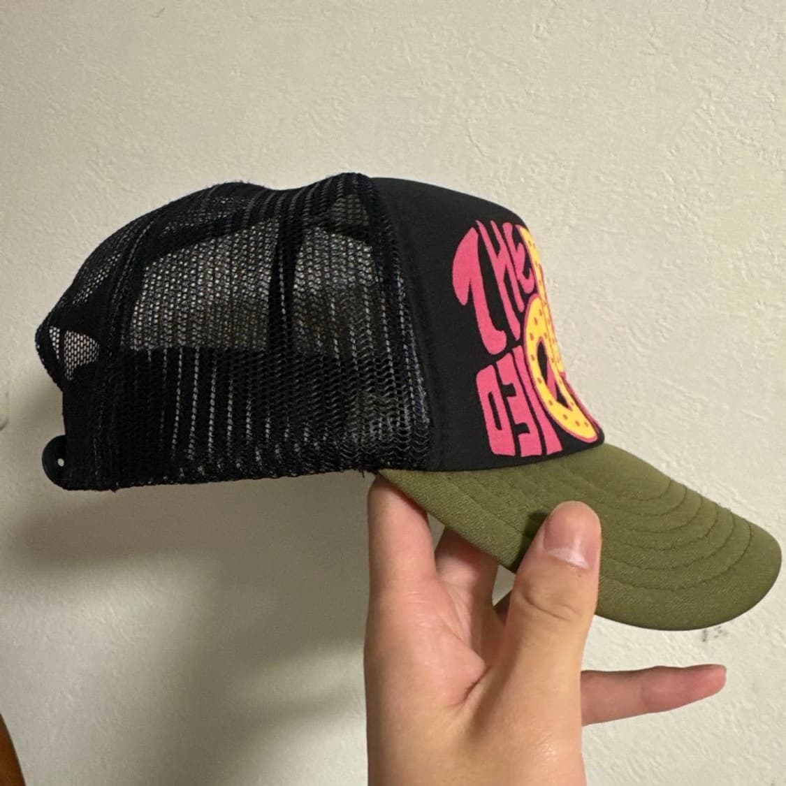 캐피탈 더 데님 다이드 프린트 트러커 캡 블랙 카키 상품이미지2