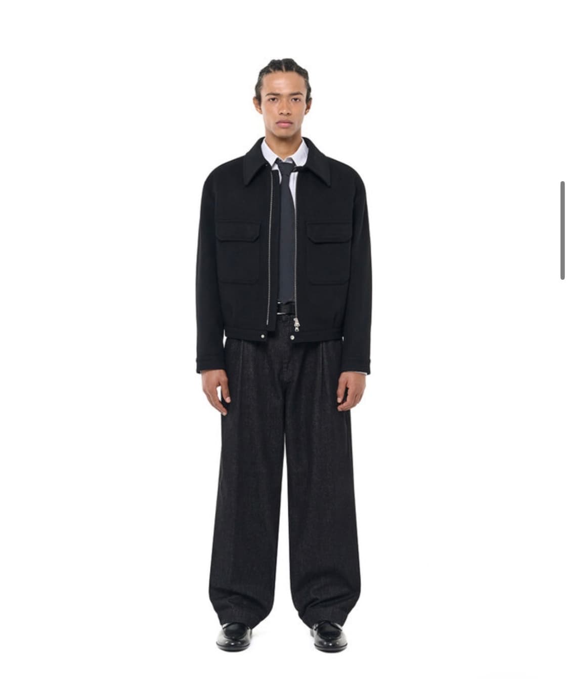 [M] 비슬로우 캐시미어 밀리터리 집업자켓 블랙 상품이미지4