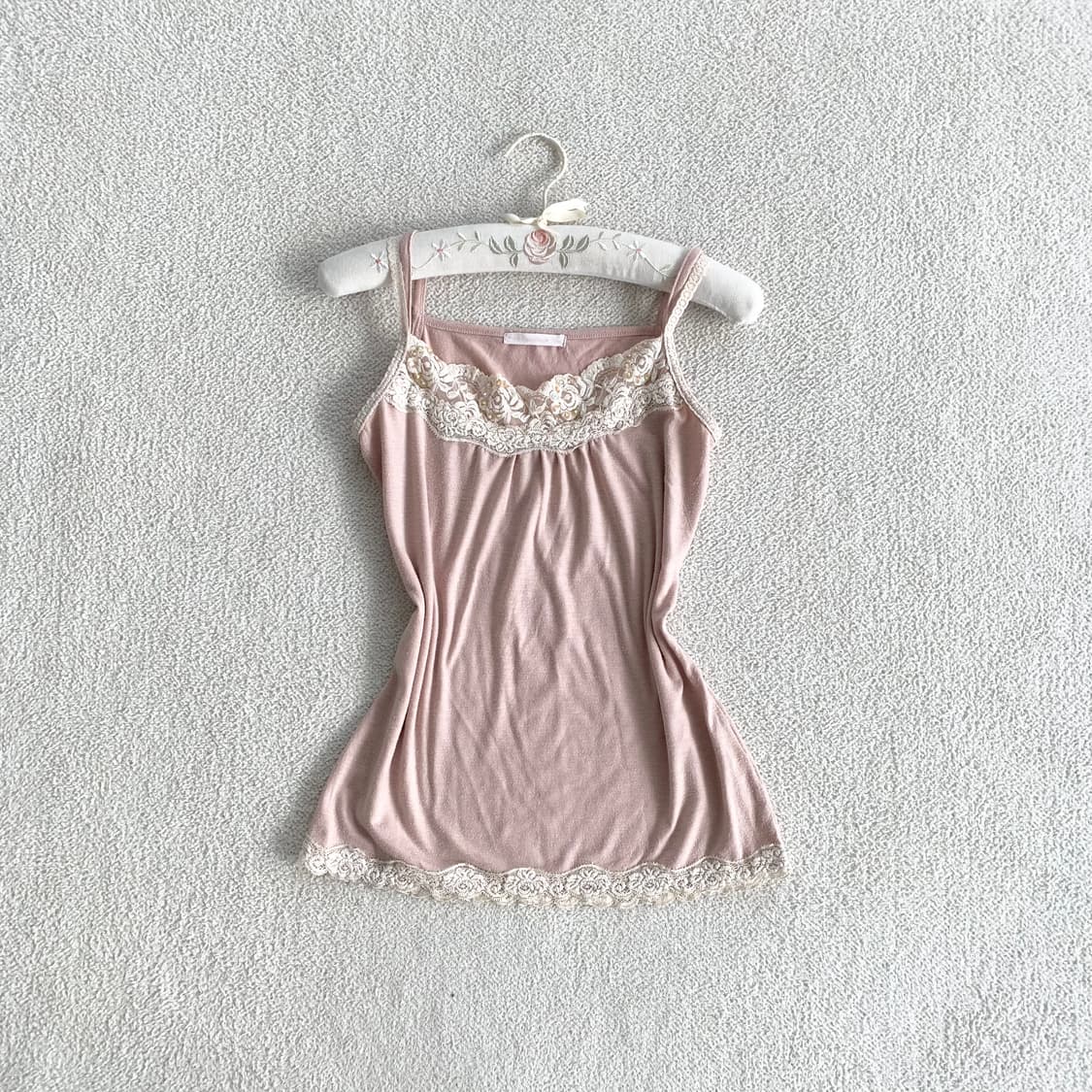 뮤트핑크 ♥ 레이스 비즈 슬리브리스 상품이미지1