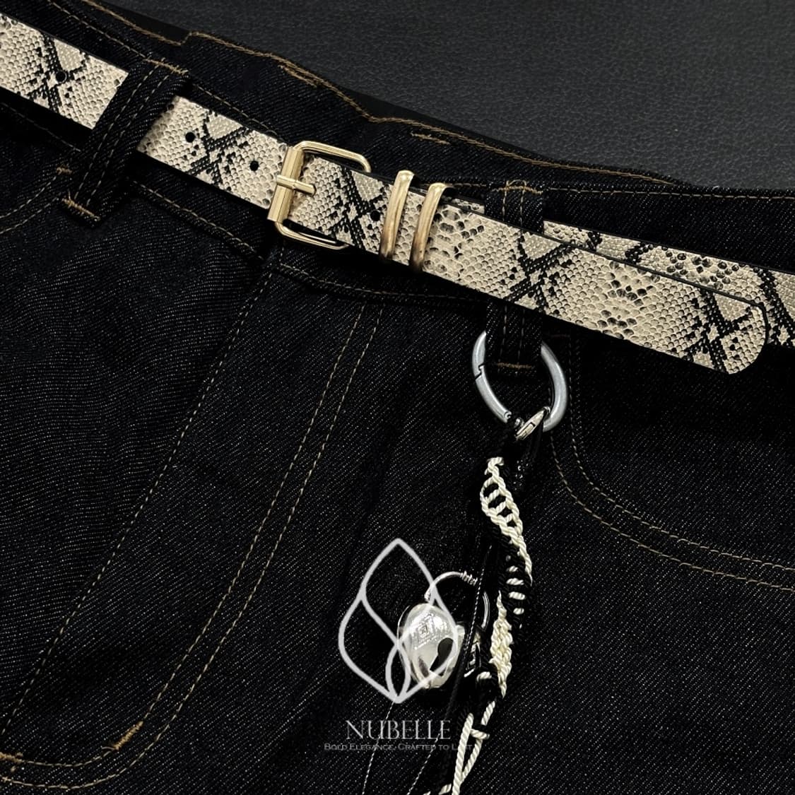 🌗 Snake printed belt / 파이톤 뱀피 프린팅 벨트 상품이미지1