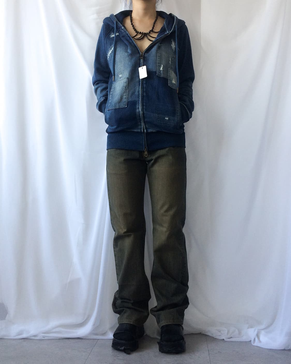 Patch damage point hood zip up 상품이미지8
