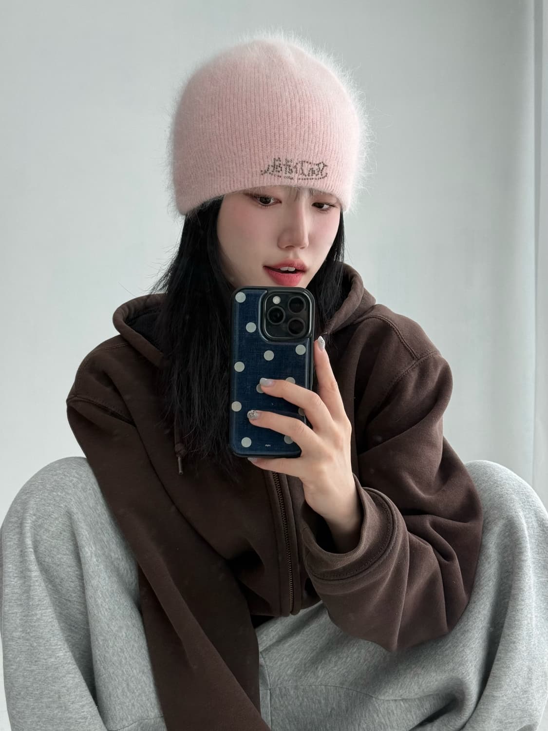 본더치 핑크 앙고라 비니 상품이미지1