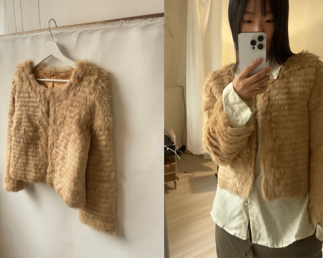 [Vintage]  Angora Fur Cropped Jacket 상품이미지2