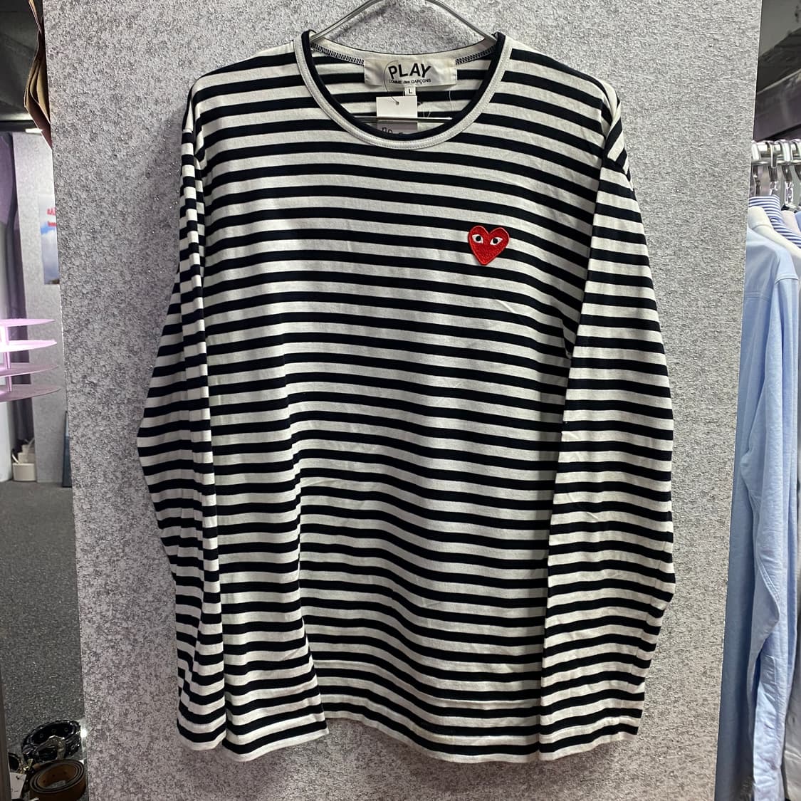 꼼데가르송 레드하트와펜 블랙 스트라이프 롱슬리브 티셔츠 B3553 상품이미지2