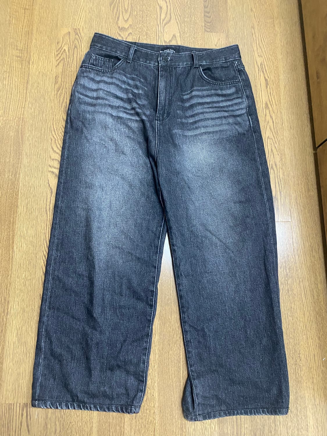 데님홀릭 와이드 흑청 워싱 데님 xl 상품이미지1