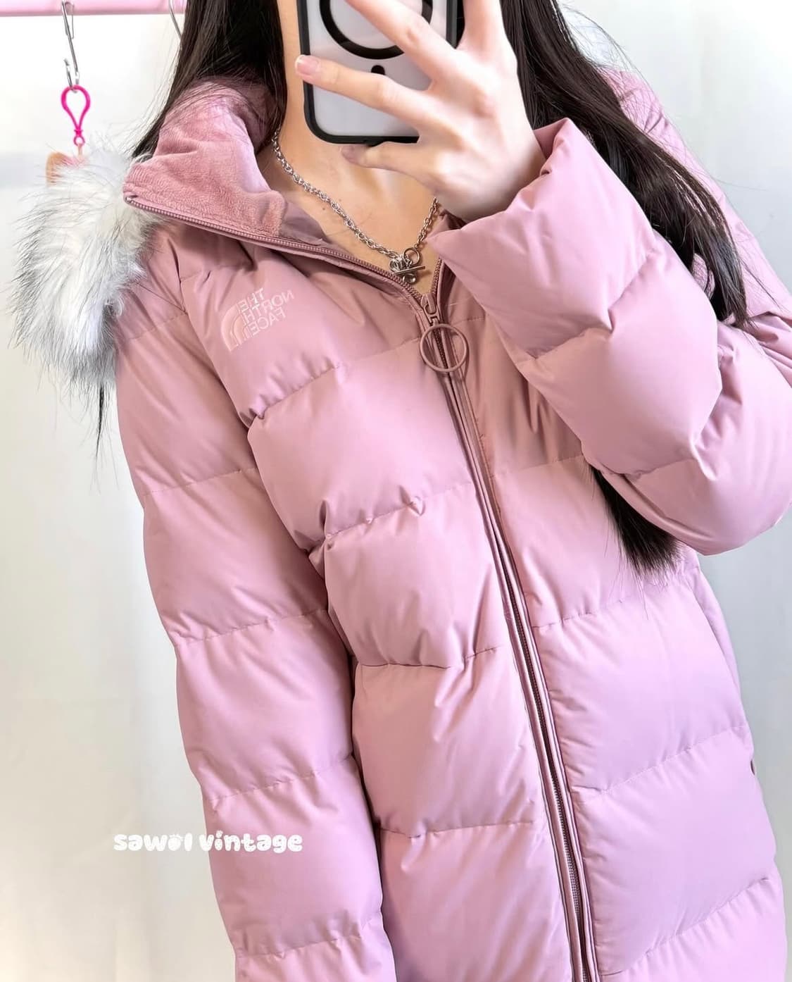 노스페이스 핑크 롱패딩 상품이미지1