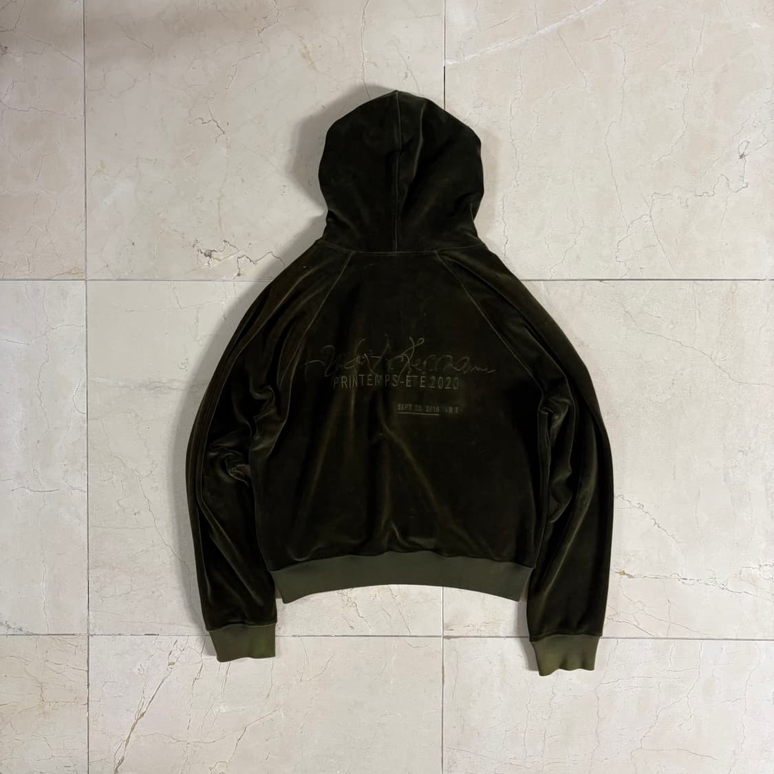 Haider Ackermann velvet hoodie in green 상품이미지3