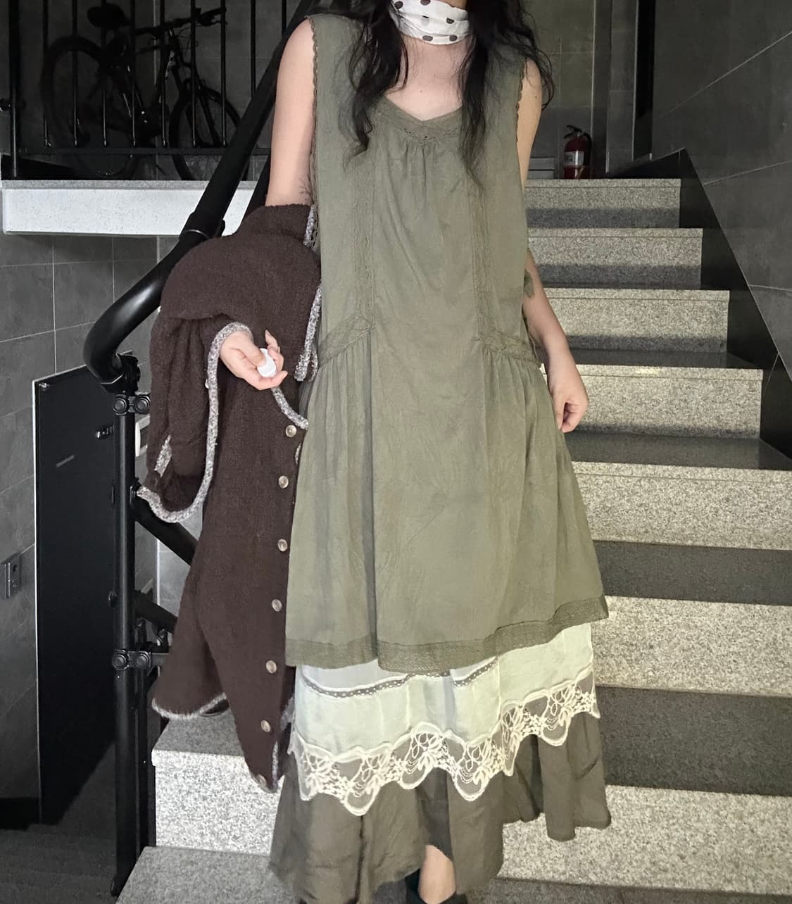 빈티지 모리 액시즈팜 브라운 카키 코디세트 상품이미지1