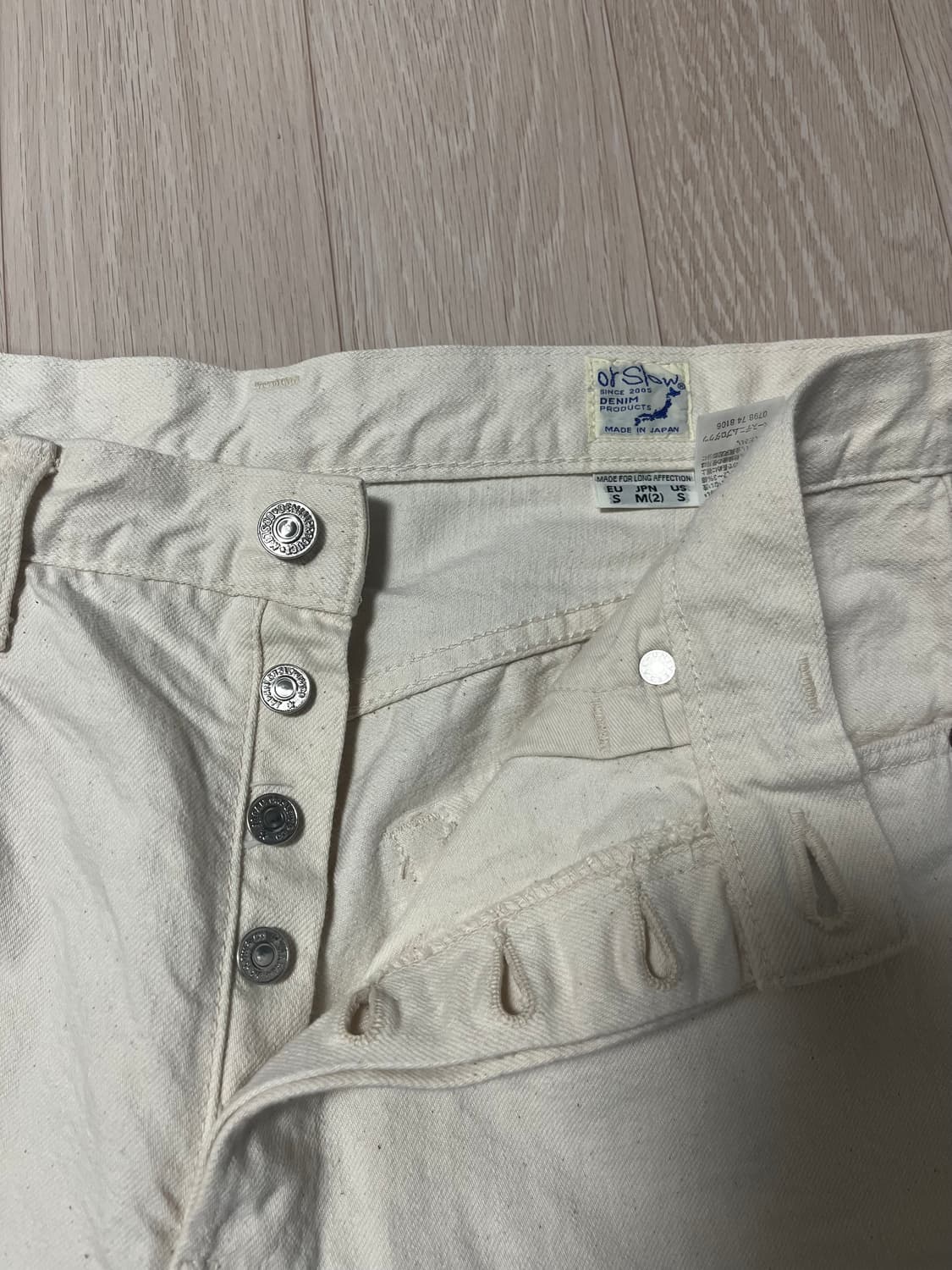 오어슬로우 x 비샵 스탠다드 데님 105 키나리 에크루 2사이즈 상품이미지3