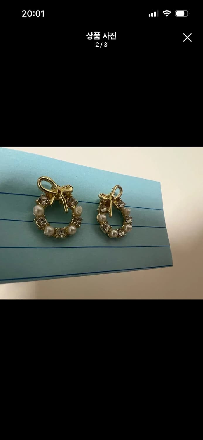 리본 진주 큐빅 귀걸이 (새상품) B0015 상품이미지2