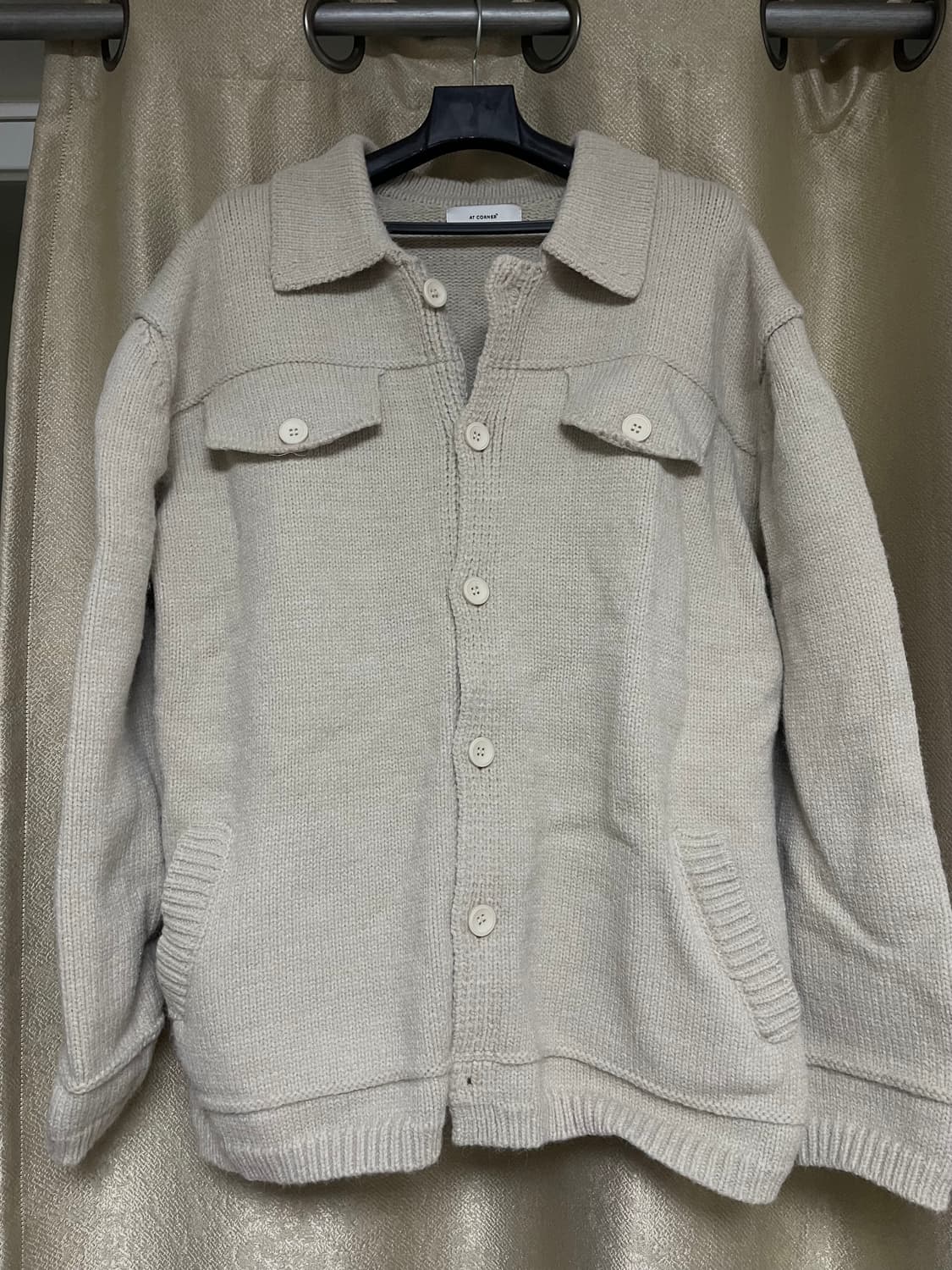 아이보리 니트 집업 상품이미지1