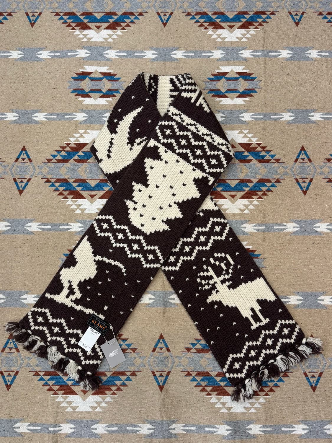 [OS] 빔즈 플러스 노르딕 패턴 자카드 머플러 상품이미지1