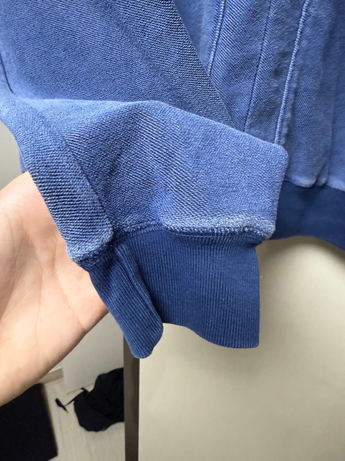 강정석 pleats hoodie blue 후드티 상품이미지4