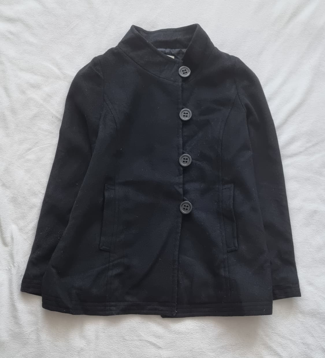 빈티지 모리걸 하구미 블랙 단추 코트 상품이미지1