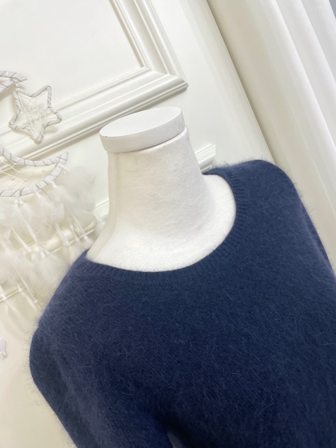 navy angora lovely bow point knit top 상품이미지7