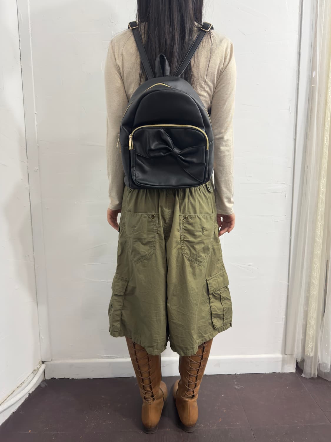 ribbon leather backpack 상품이미지6