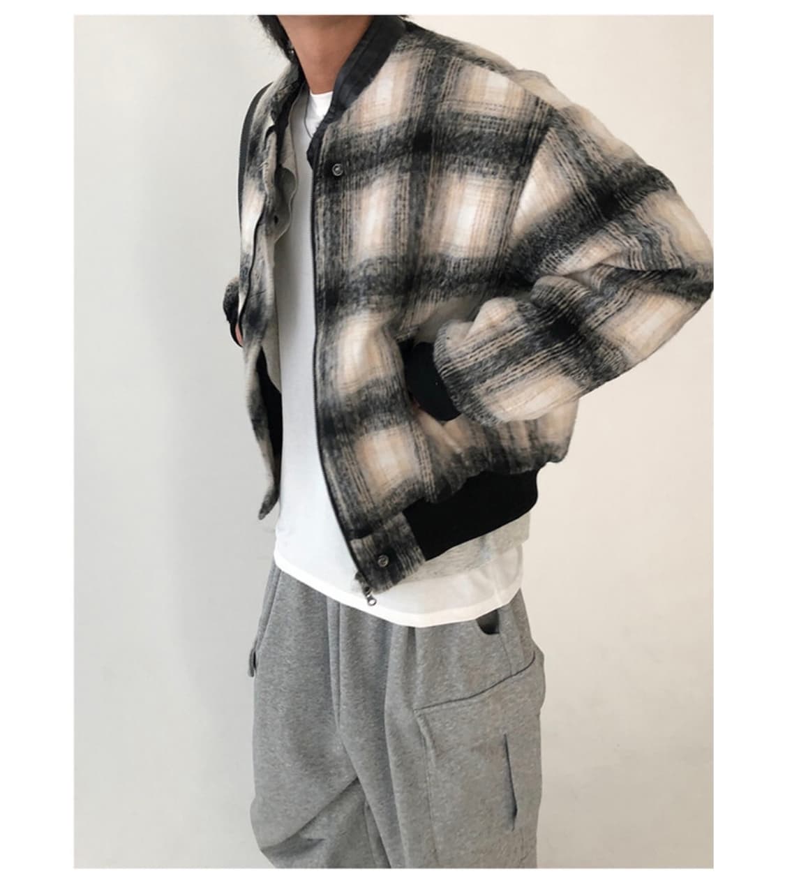 뉴치프시크 울 체크 바이커 자켓 상품이미지2