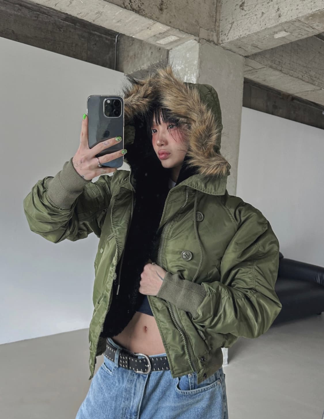 크레이지걸스 덕다운항공셔링패딩점퍼 상품이미지1