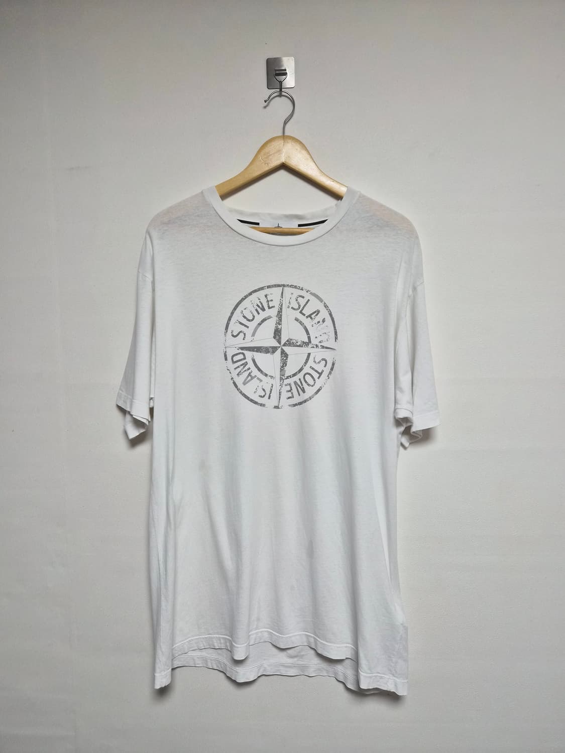 스톤아일랜드 빅로고 화이트 반팔티셔츠 XL - T114 상품이미지1