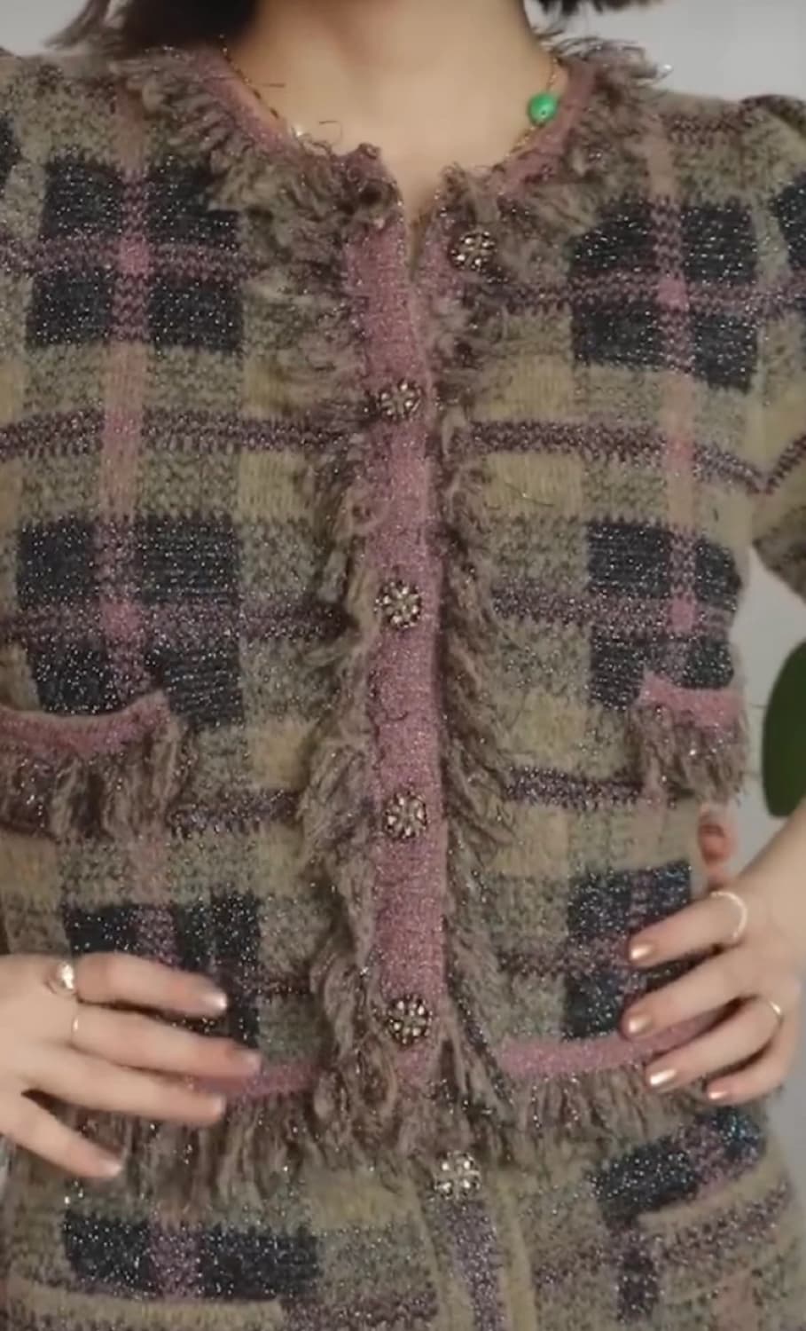 ZARA 자라 체크 니트 가디건 트위드 자켓 상품이미지5