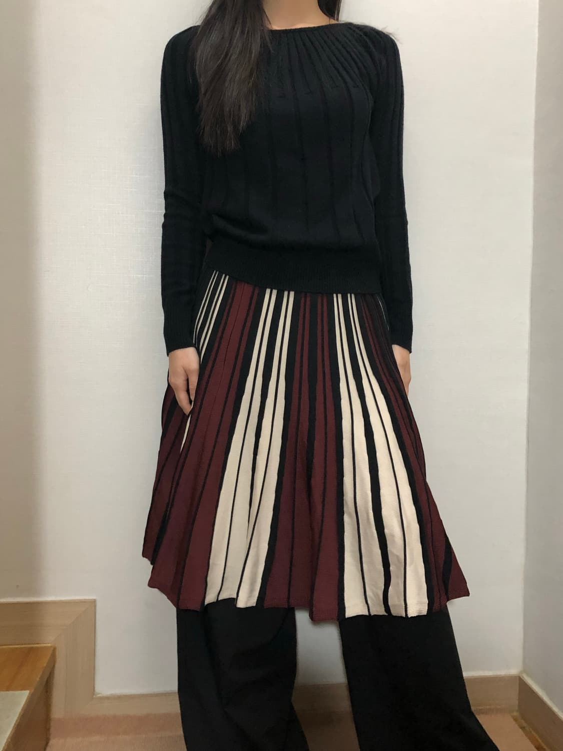 빈티지 컬러 믹스 스트라이프 스커트 상품이미지6