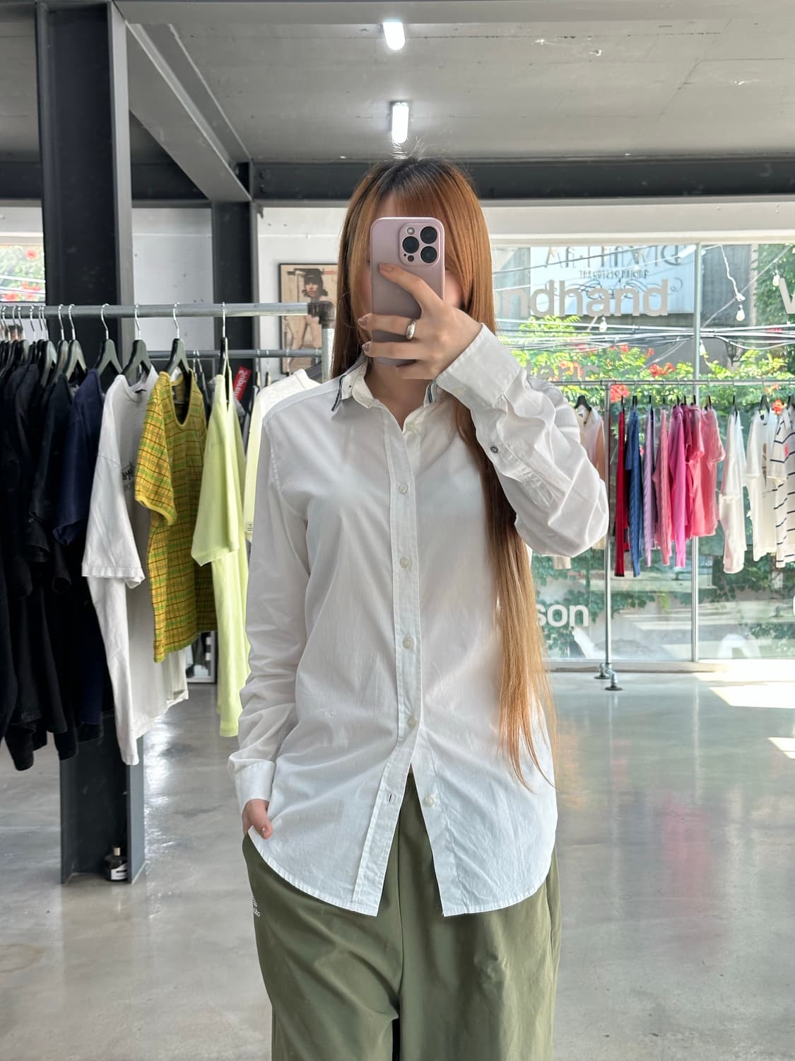 디젤 데님카라 자수로고 화이트셔츠 상품이미지3