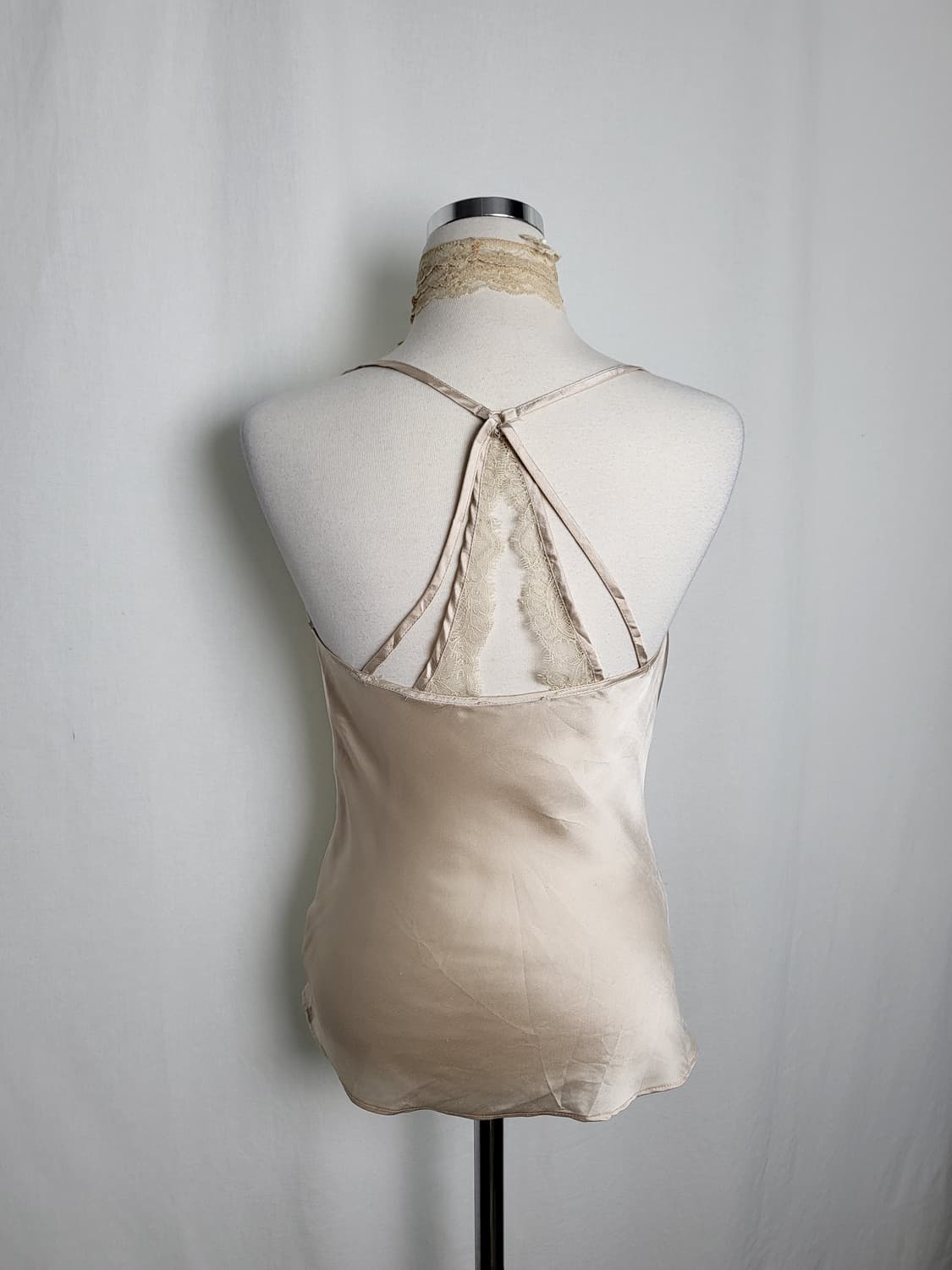 빈티지 샌드 베이지 실크 슬립 이너 탑 캐미솔 상품이미지2
