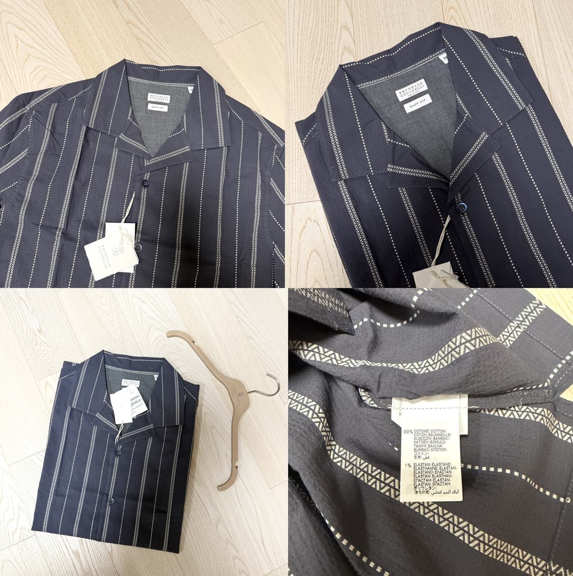 브루넬로 쿠치넬리 / 오픈 칼라 스트라이프 셔츠 / M 새상품 상품이미지3