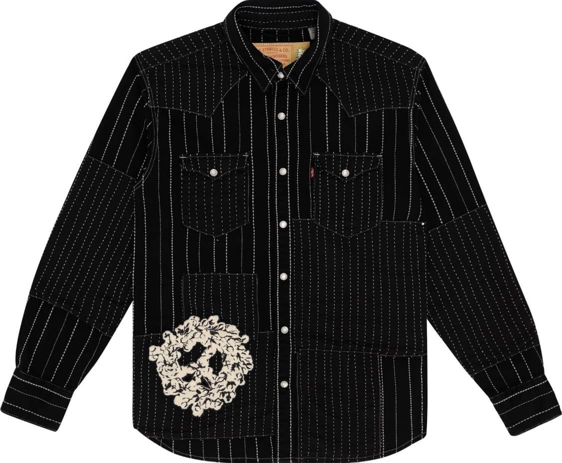 데님 티어스 피스 패치워크 웨스턴 셔츠 L사이즈 상품이미지5