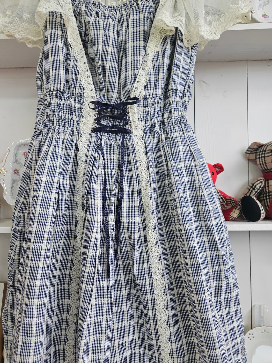 (Secret Honey) 체크 레이스 원피스 상품이미지4