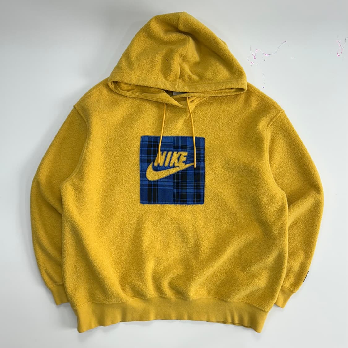 Nike 나이키 체크 로고 옐로우 후리스 후드티 상품이미지3