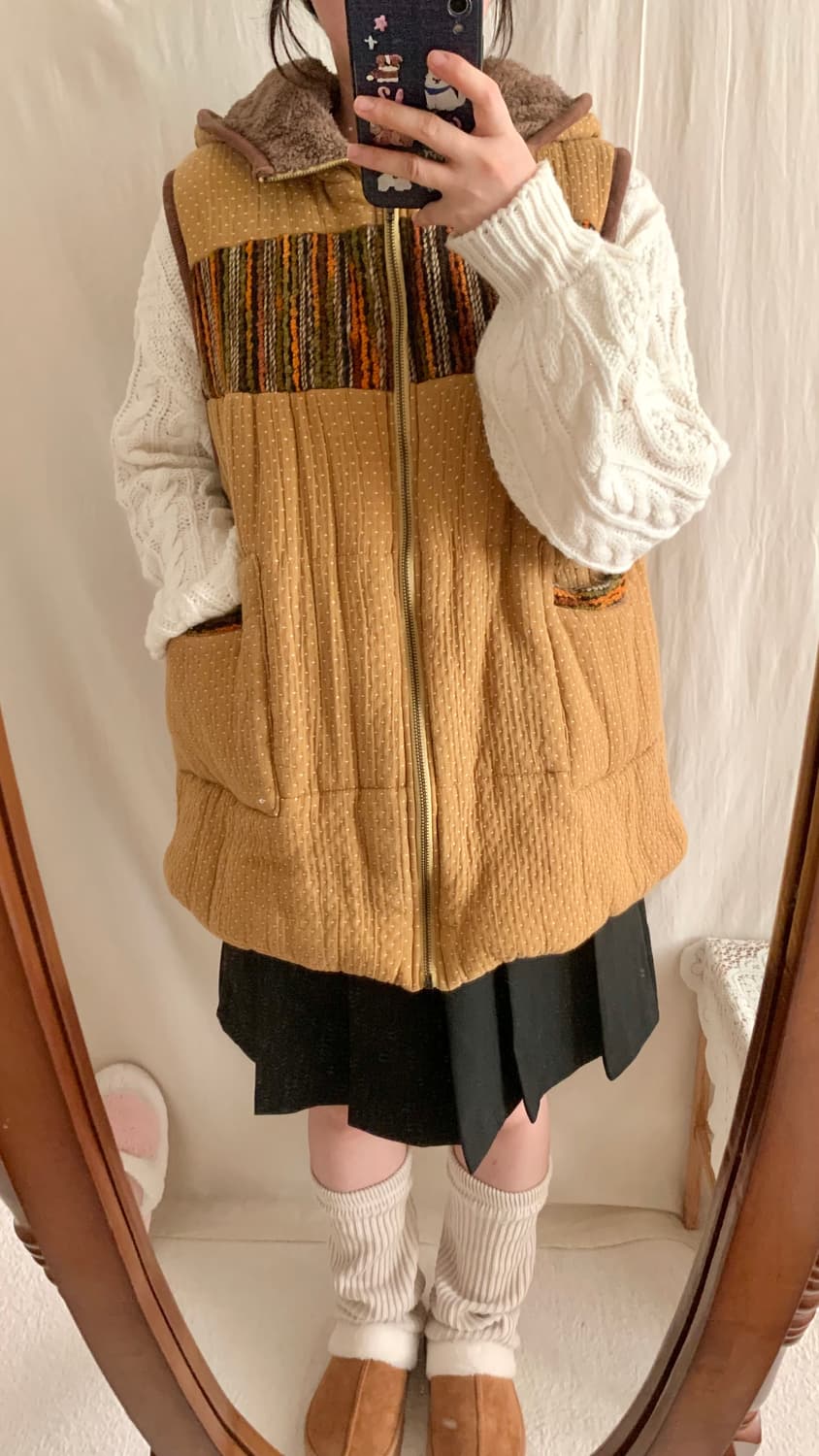 도트 히피 양털 조끼 상품이미지3