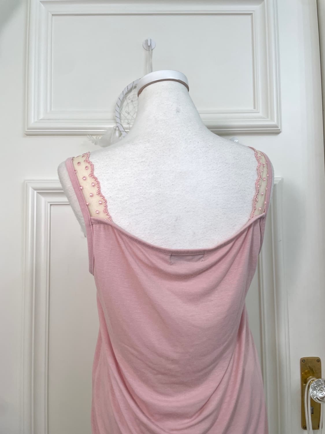 pink lace point shirring sleeveless top 상품이미지4