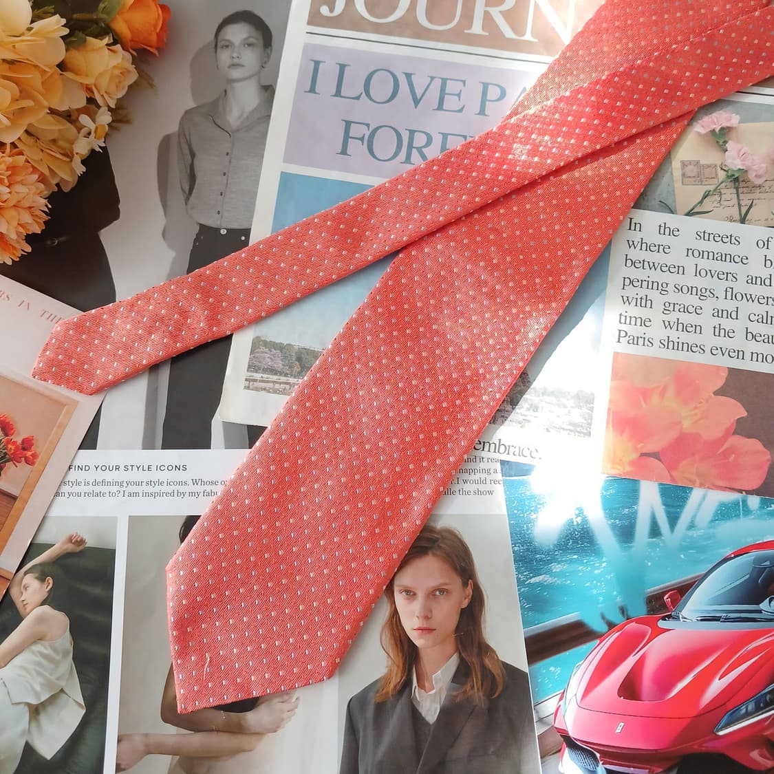 알테아 실크 오렌지 도트 넥타이 8.7cm A+등급 A19532
 상품이미지5