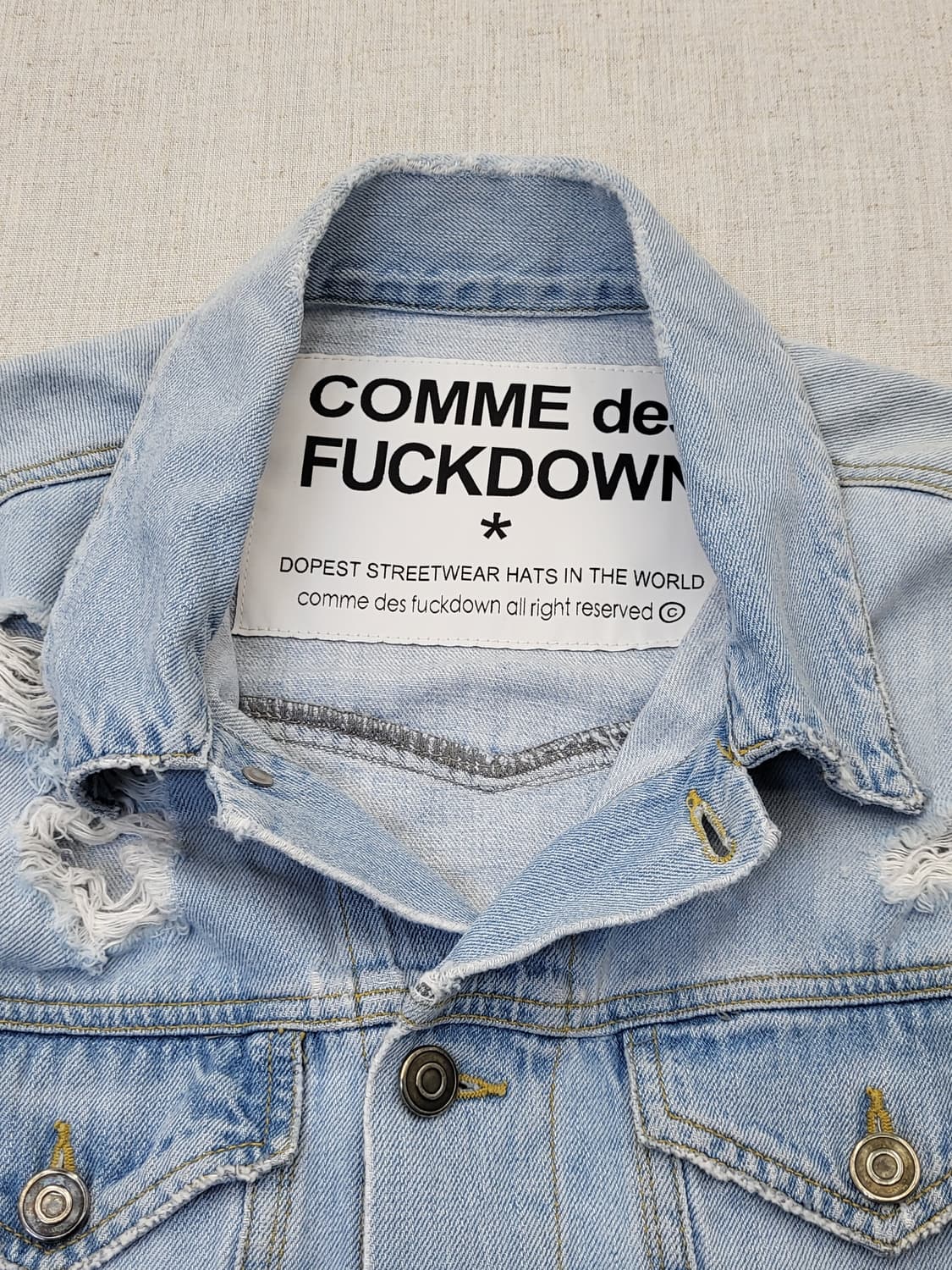 룩다운 데님 자켓 데미지 워싱 m 상품이미지4