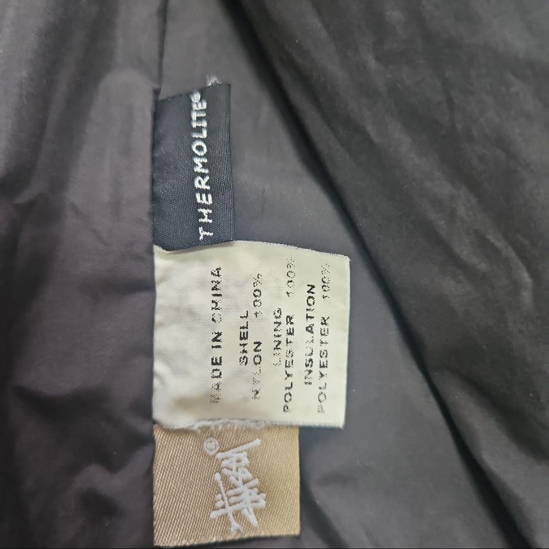 90년도 올드 스투시 GEAR 써모라이트 플라이트 플레인 블랙 패딩 자케 상품이미지6