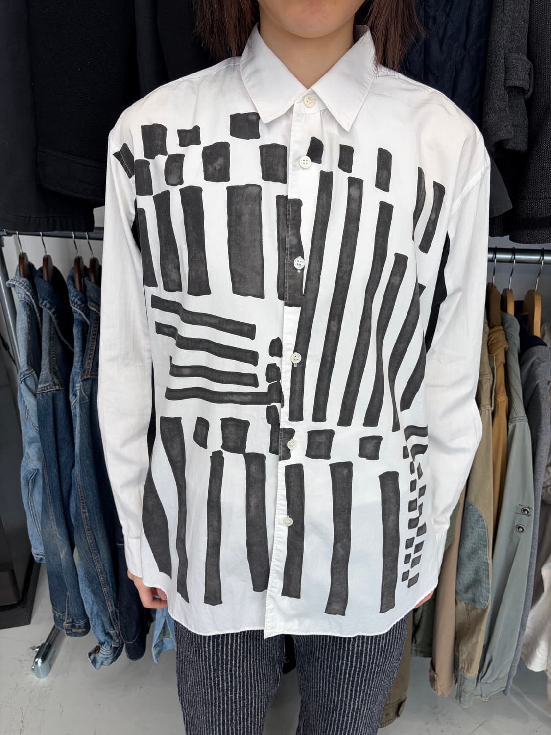 Comme des Garçons Shirt 블랙 그래픽 패턴 셔츠  상품이미지1