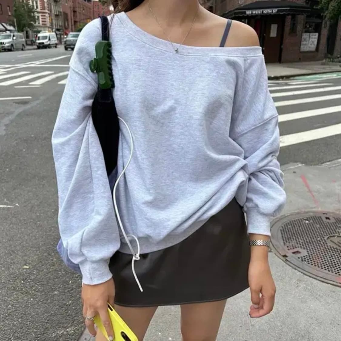 바이무드 데이 원숄더 맨투맨 멜란지 상품이미지3