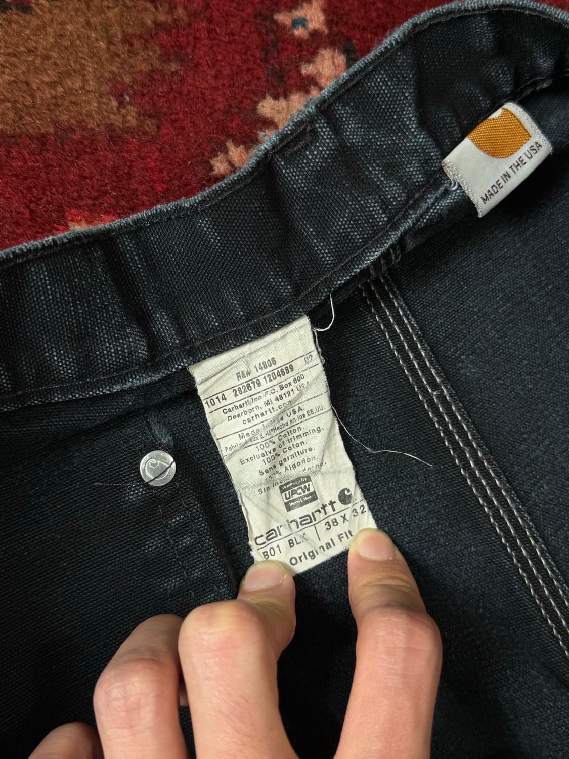 OG USA Made 칼하트 B01 더블니 블랙 칼하트 썩블니 카펜터 상품이미지9
