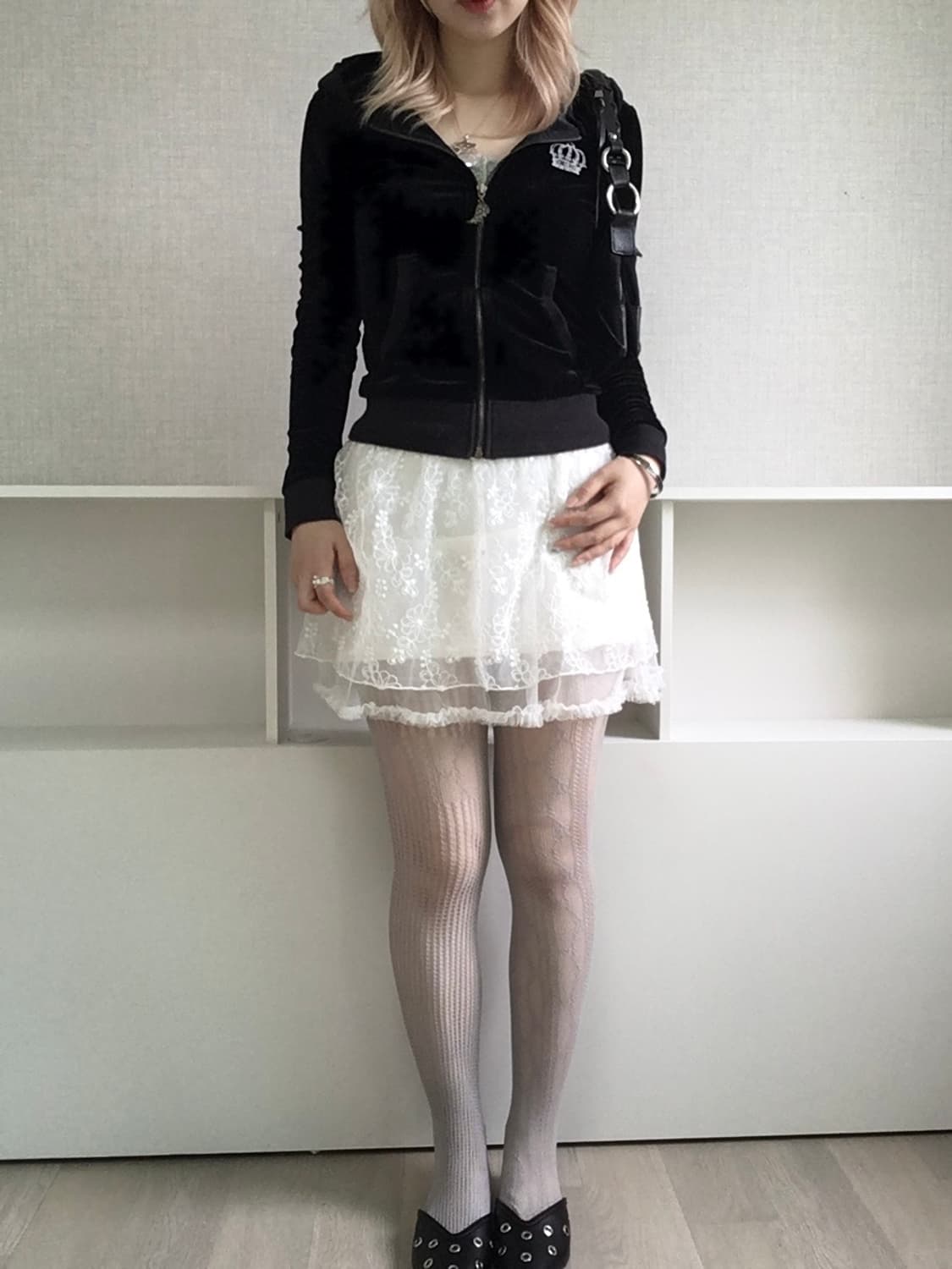 jpn vintage ivory flower lace skirt 상품이미지2