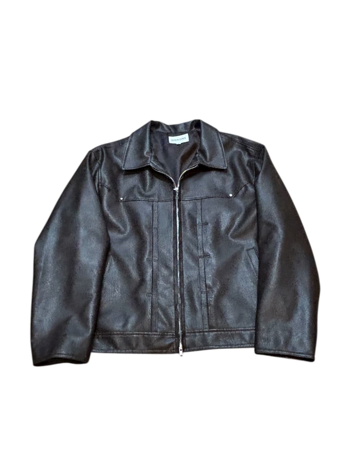 스페로네 더블 라인 트러커 크랙 자켓/브라운 상품이미지1