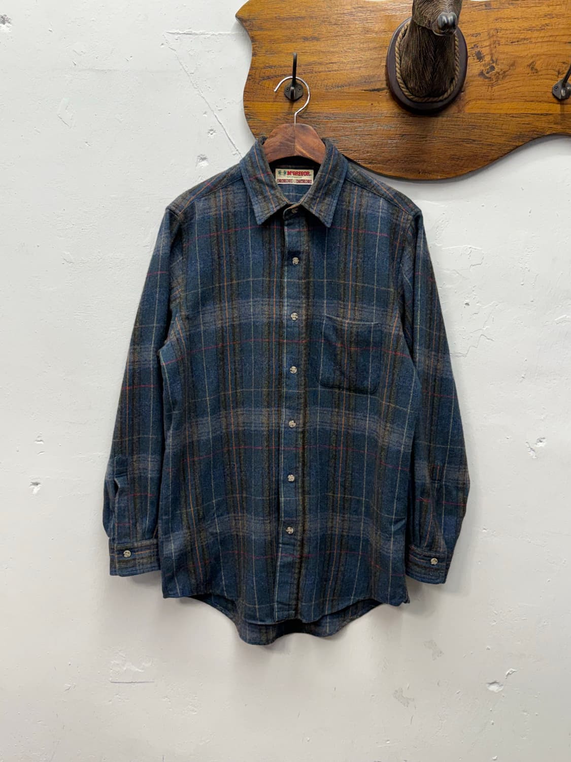 90s McGREGOR Wool Blend Plaid Shirt 상품이미지1