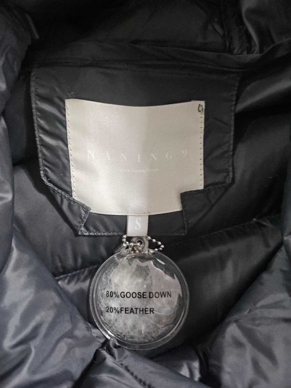 난닌구 블랙 롱 경량 패딩 벨트 후드 코트 S 상품이미지3