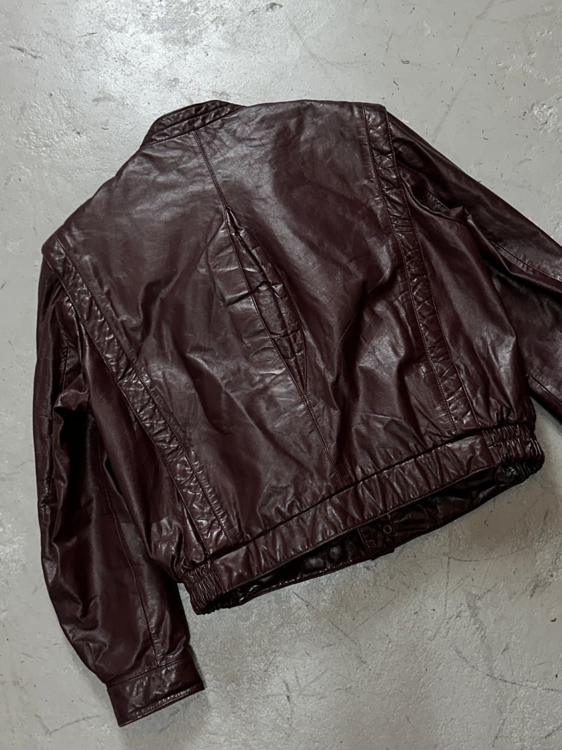 80's 빈티지 버건디 레더 크롭 자켓 빈티지 가죽자켓 상품이미지6