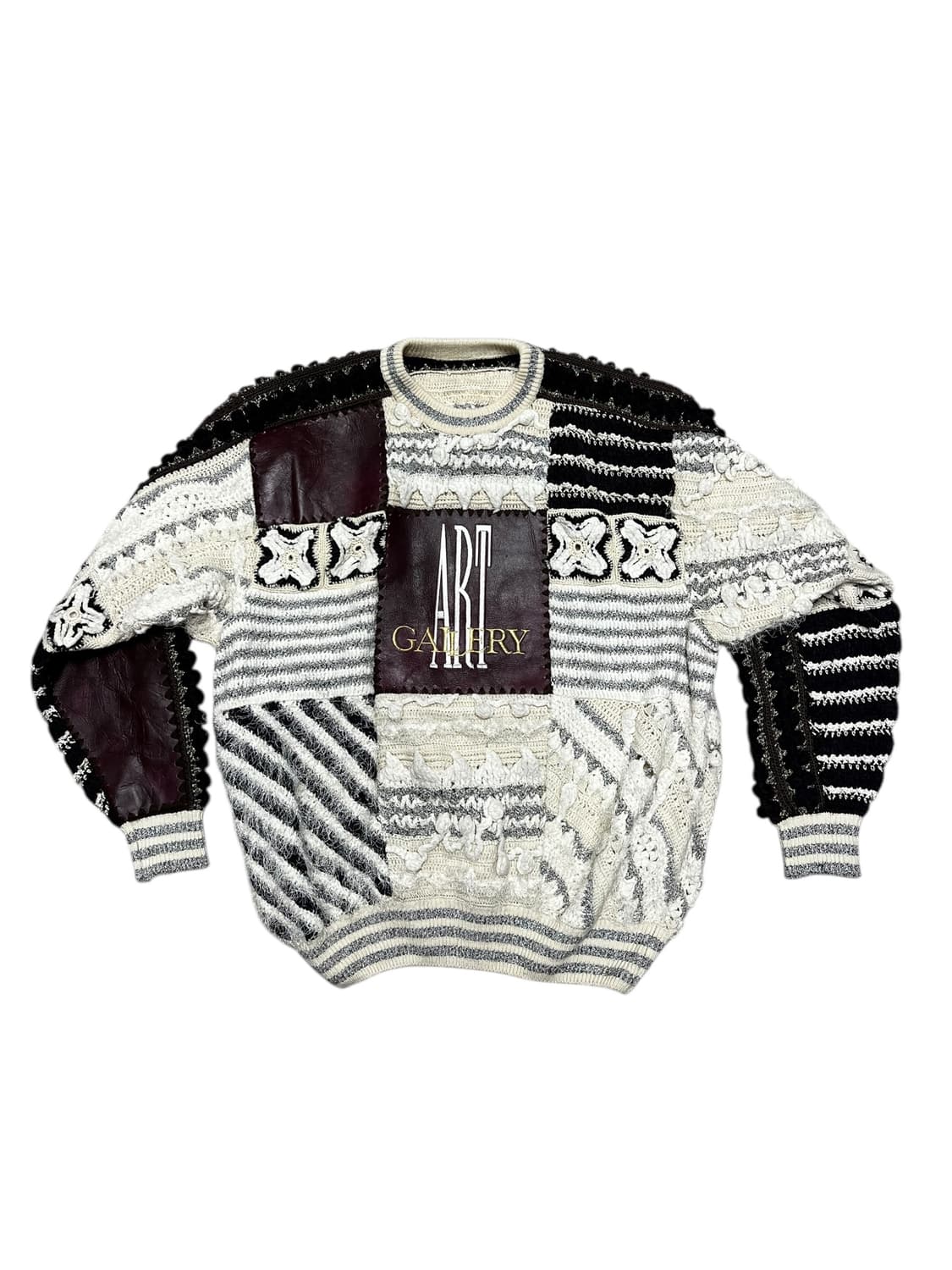 패치워크 가죽 니트 상품이미지3