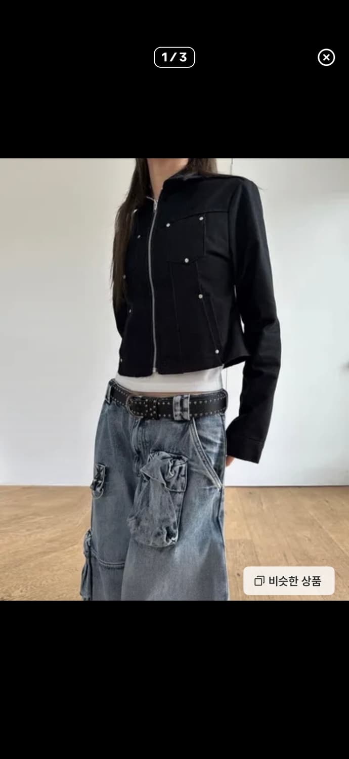 이너뮤트 리벳 데님 자켓 흑청 생지 상품이미지1