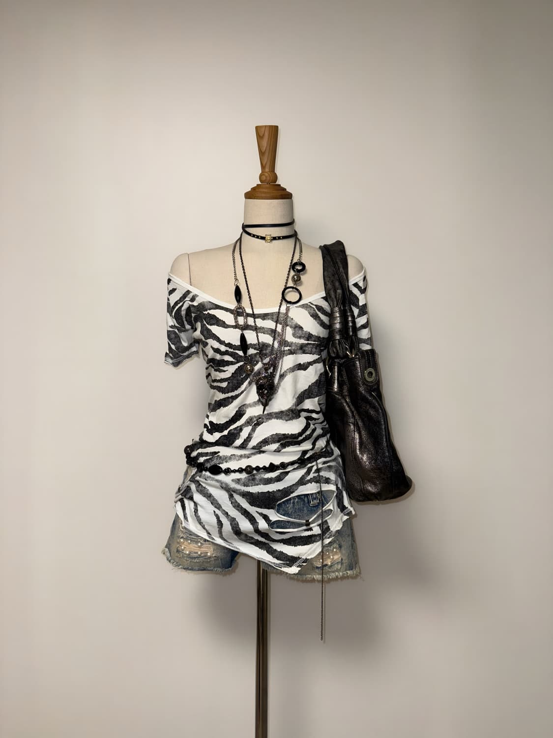 지브라 스크래치 언발 갸루탑 상품이미지6