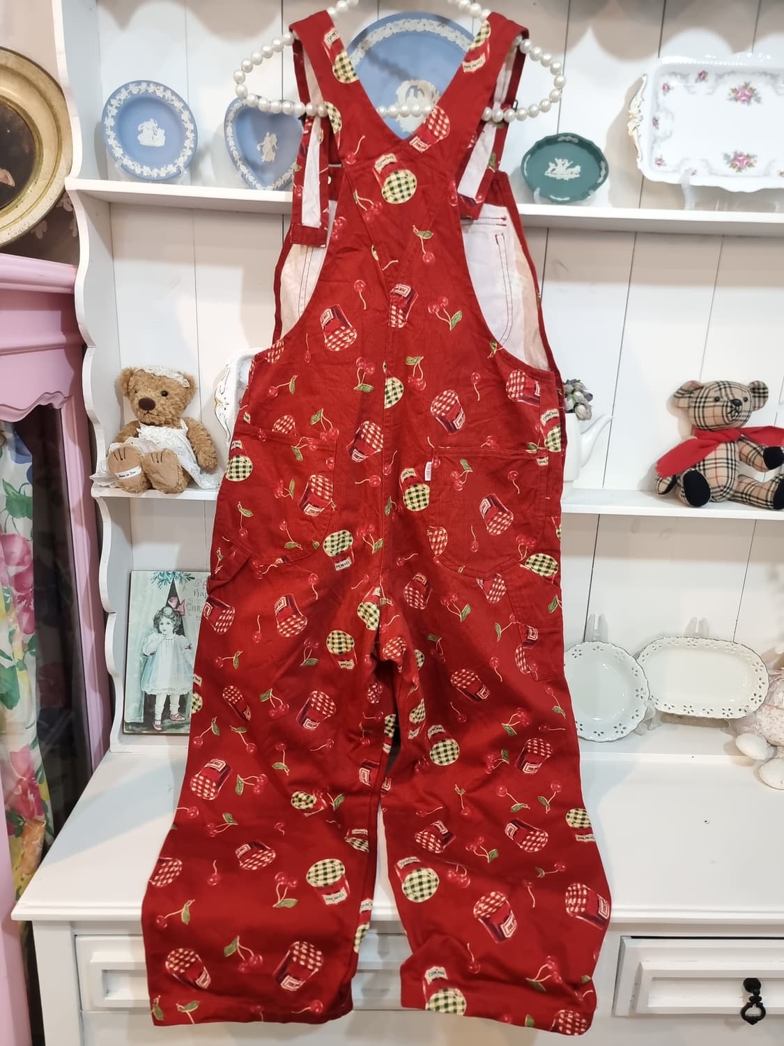 핑크하우스 레드 체리 멜빵바지 상품이미지5